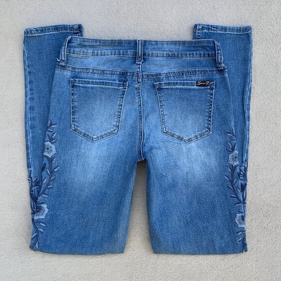 Seven7 Embroidered Skinny Mid Rise Jeans Sz6 - Picture 8 of 15